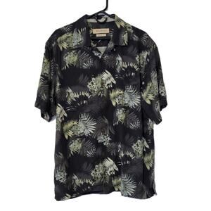 Tommy Bahama Men's 100% Silk‎ Hawaiian Shirt Original Fit Green Floral Large